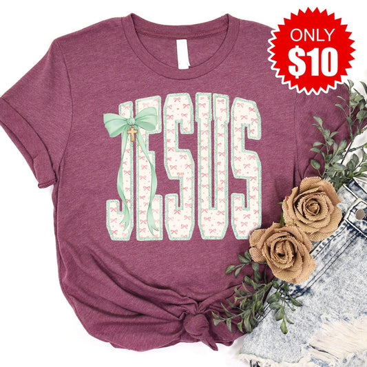 Jesus Tee - Heather Burgundy - 10