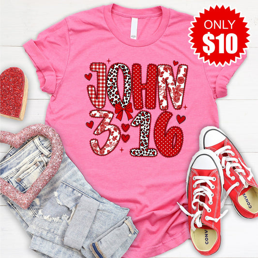 John 3:16 Tee - Heather Charity Pink - 10