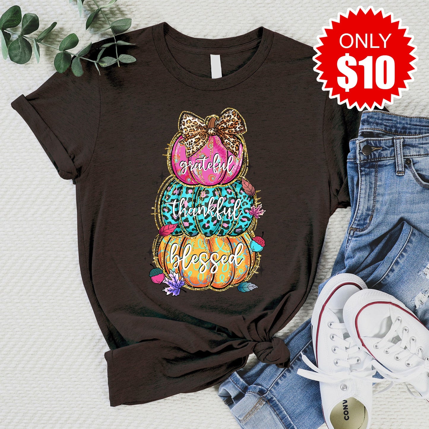 Grateful Thankful Blessed Tee - 10