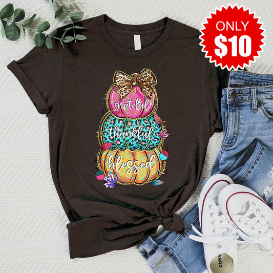 Grateful Thankful Blessed Tee - 10