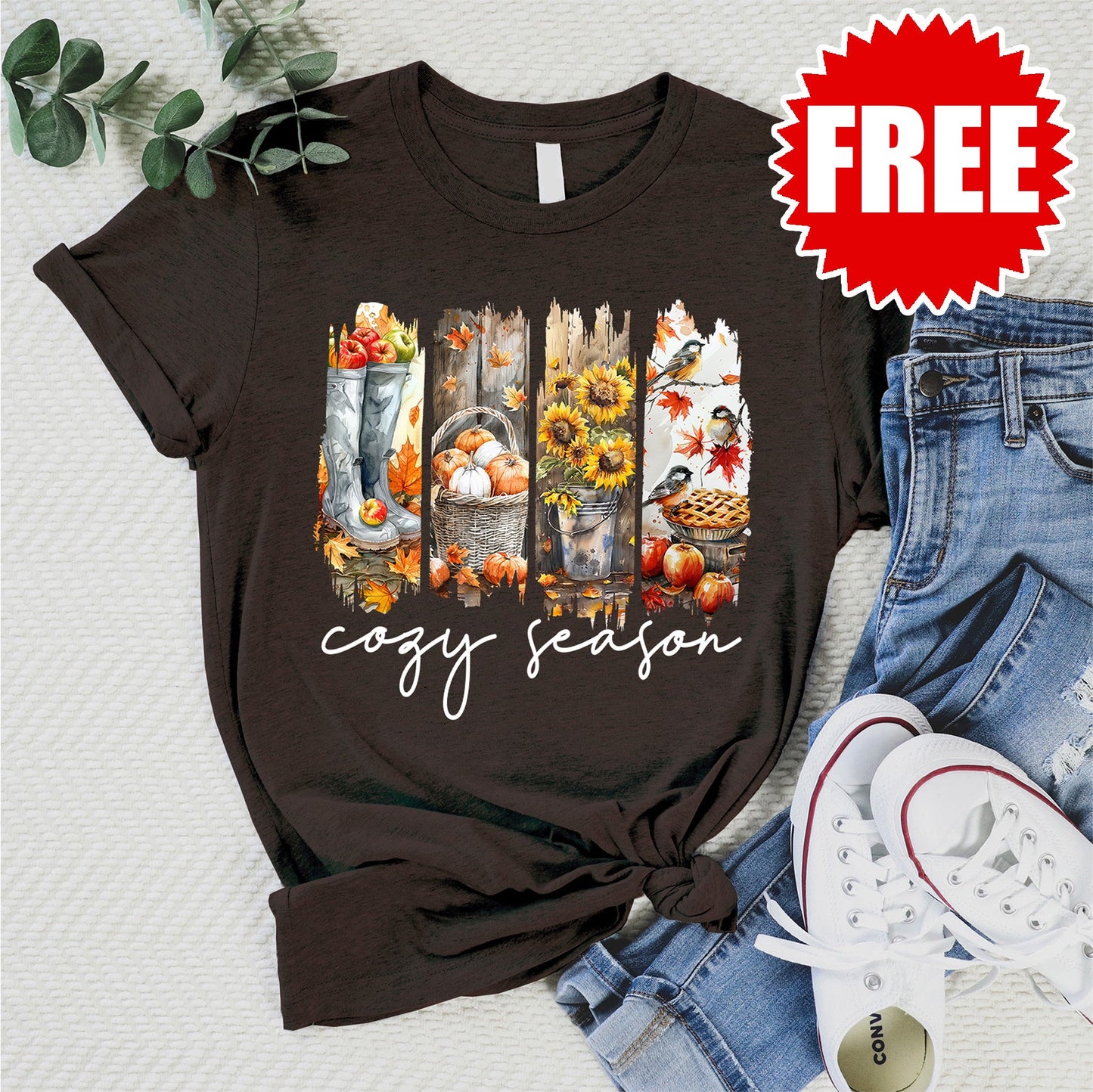 Cozy Season Tee - Heather Chocolate - 0