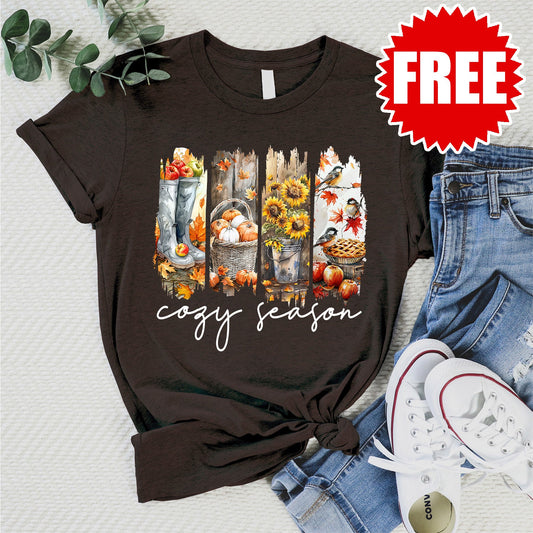 Cozy Season Tee - Heather Chocolate - 0