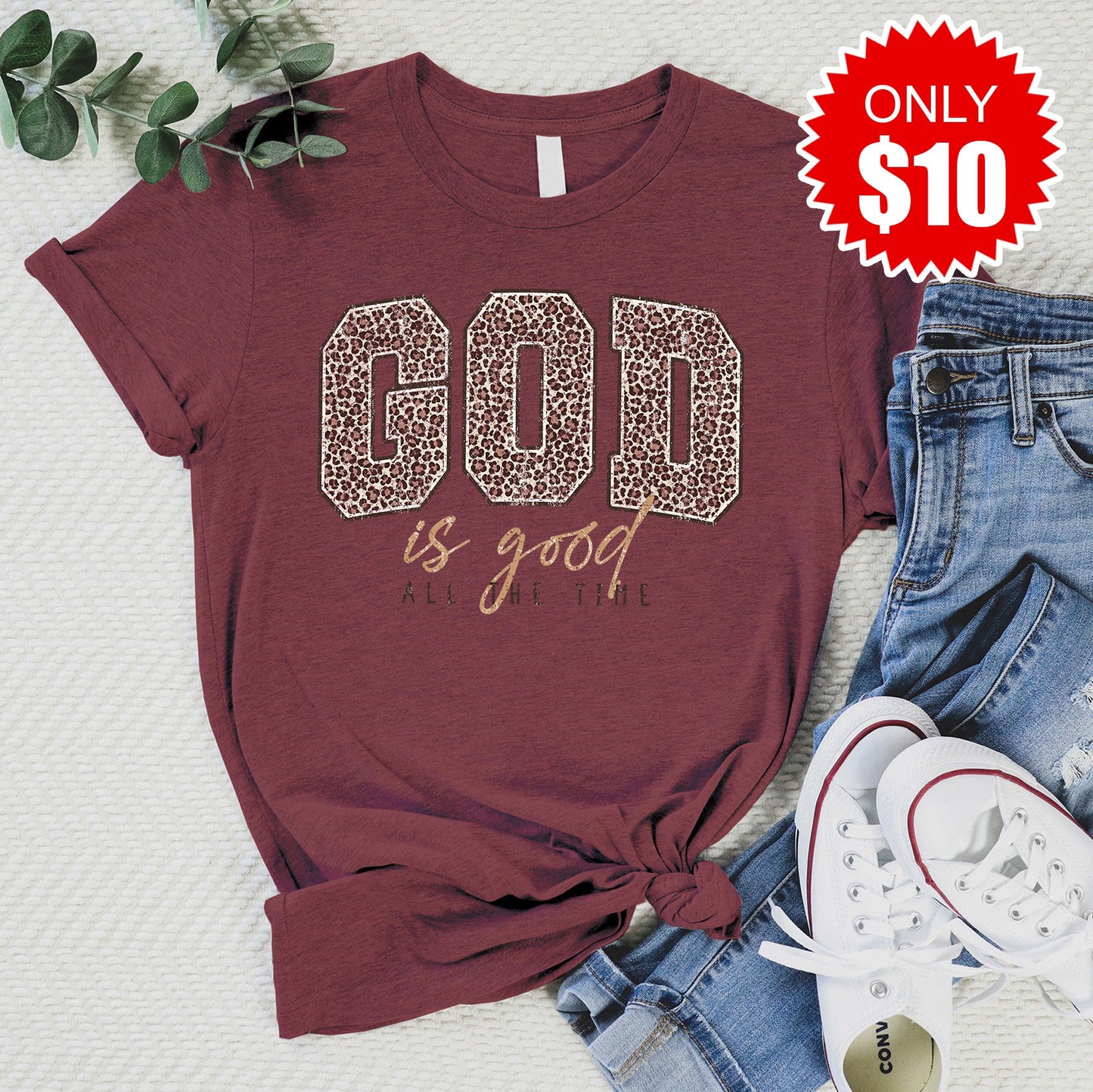 God Is Good Tee - Heather Cinnamon - 10