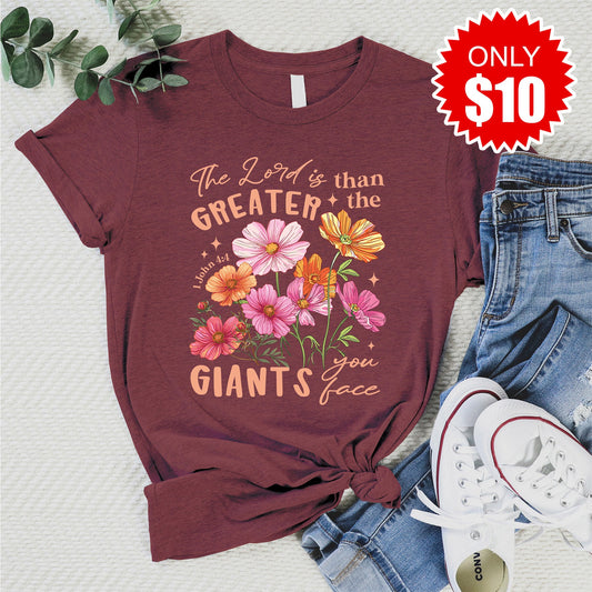 Greater Than The Giants Tee - Heather Cinnamon - 10