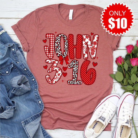 John 3:16 Tee - Heather Clay - 10