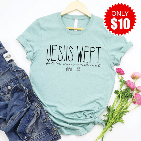 Jesus Wept Tee - Heather Dusty Blue - 10