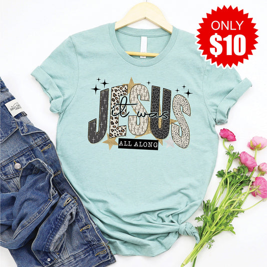 Jesus Tee - Heather Dusty Blue - 10