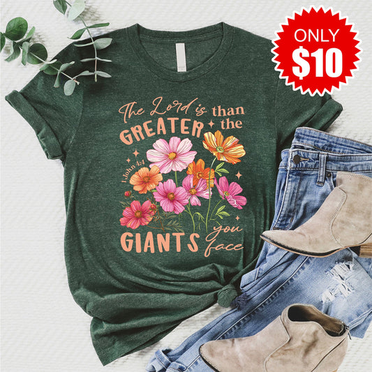 Greater Than The Giants Tee - Heather Forest - 10