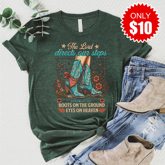 Boots On The Ground Tee - Heather Forest - 10