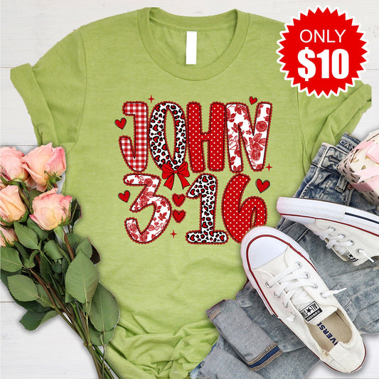 John 3:16 Tee - Heather Green - 10