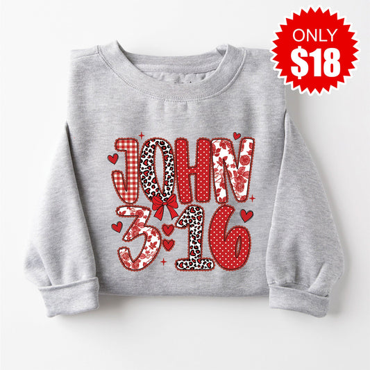 John 3:16 Sweatshirt - Heather Grey - 18