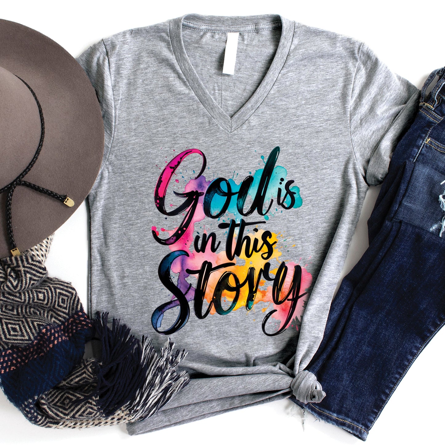 God is in this Story V-Neck