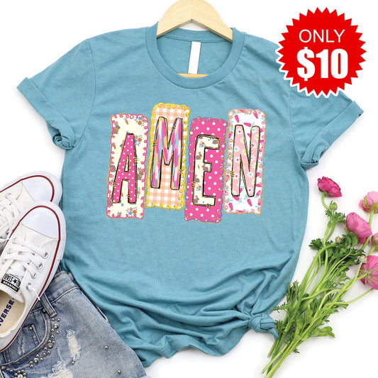 Amen Tee - Heather Lagoon - 10