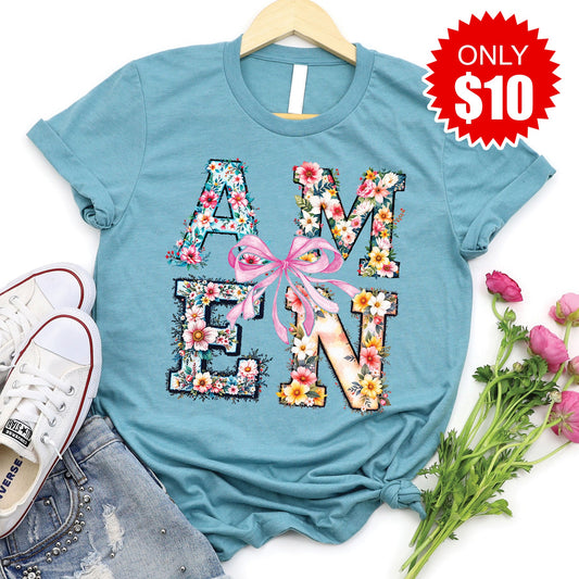 Amen Tee - Heather Lagoon - 10