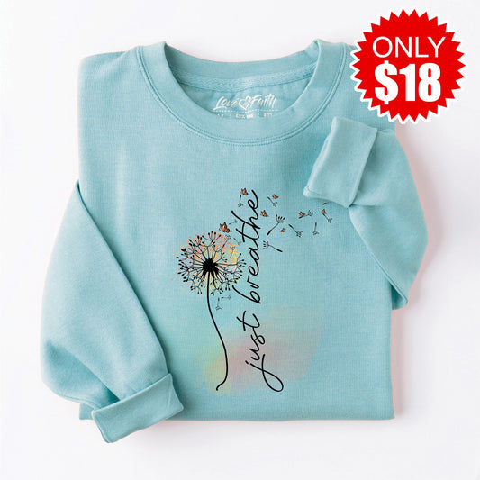 Just Breathe Crewneck Sweatshirt - Heather Lagoon  - 18