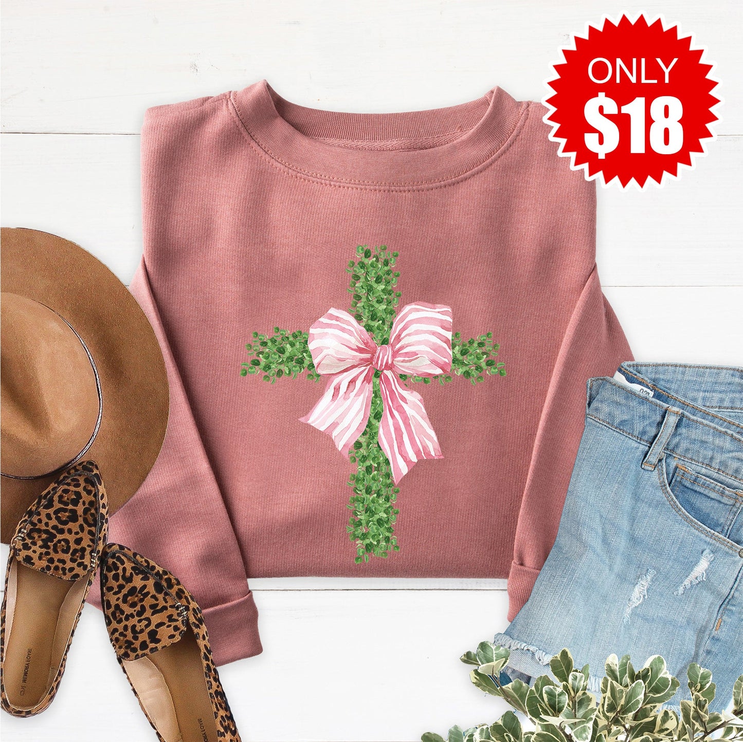 Cross Sweatshirt - Heather Mauve - 18