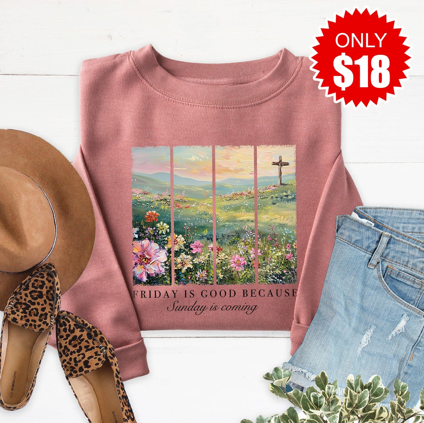 Friday Is Good Sweatshirt - Heather Mauve - 18