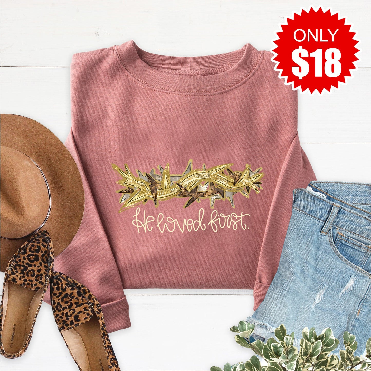 He Loved First Sweatshirt - Heather Mauve - 18
