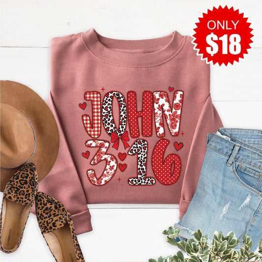 John 3:16 Sweatshirt - Heather Mauve - 18