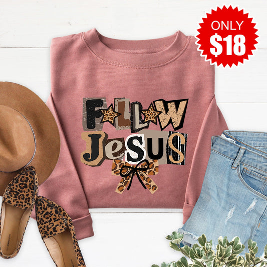 Follow Jesus Sweatshirt - Heather Mauve - 18