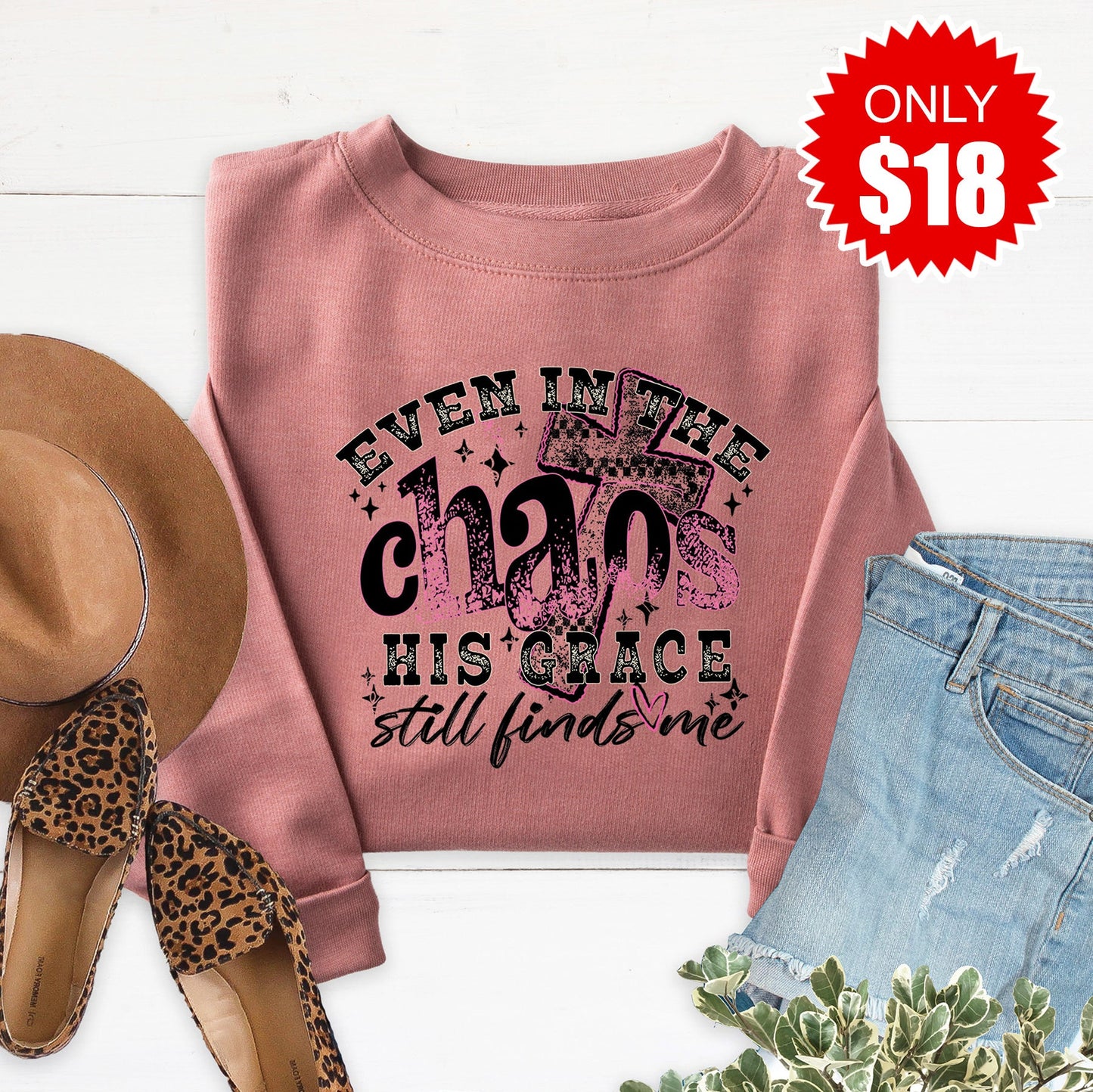 His Grace Still Finds Me Sweatshirt - Heather Mauve - 18