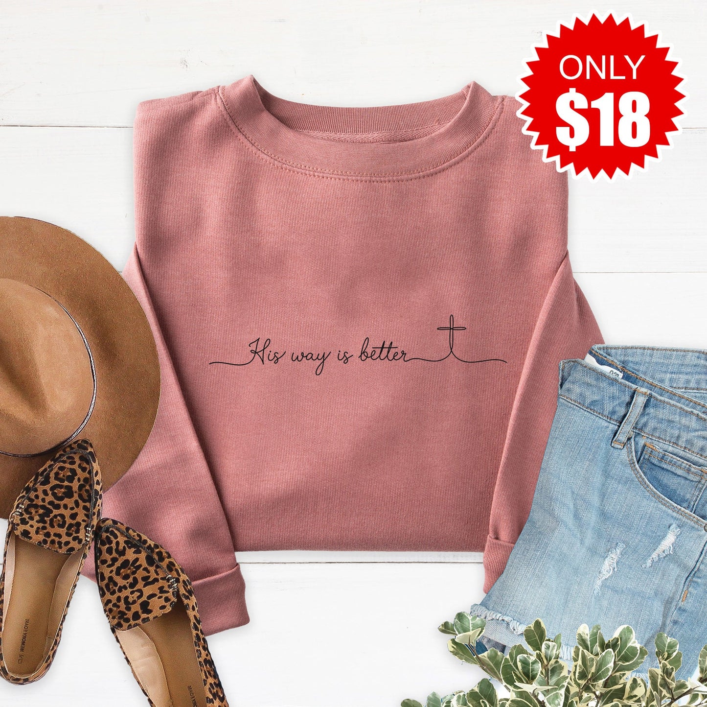 His Way Is Better Sweatshirt - Heather Mauve - 18