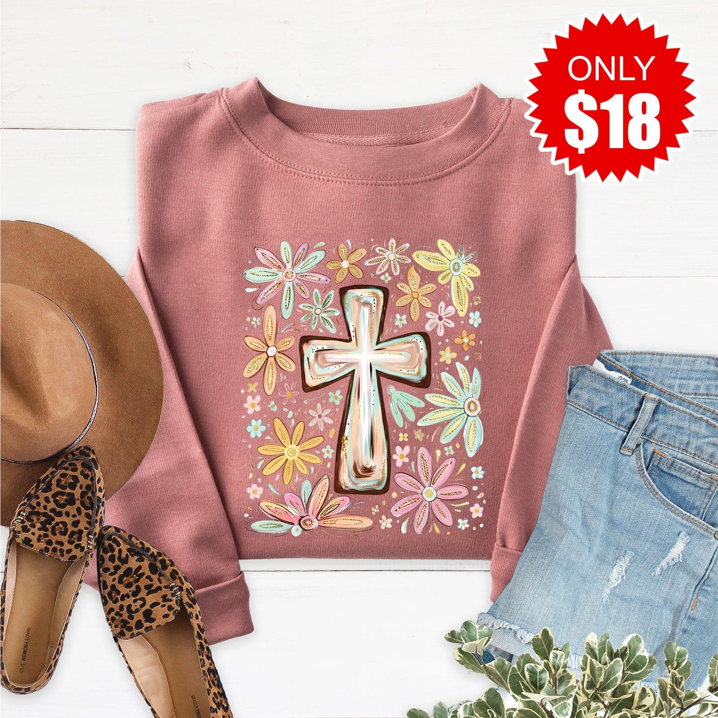Cross Sweatshirt - Heather Mauve - 18