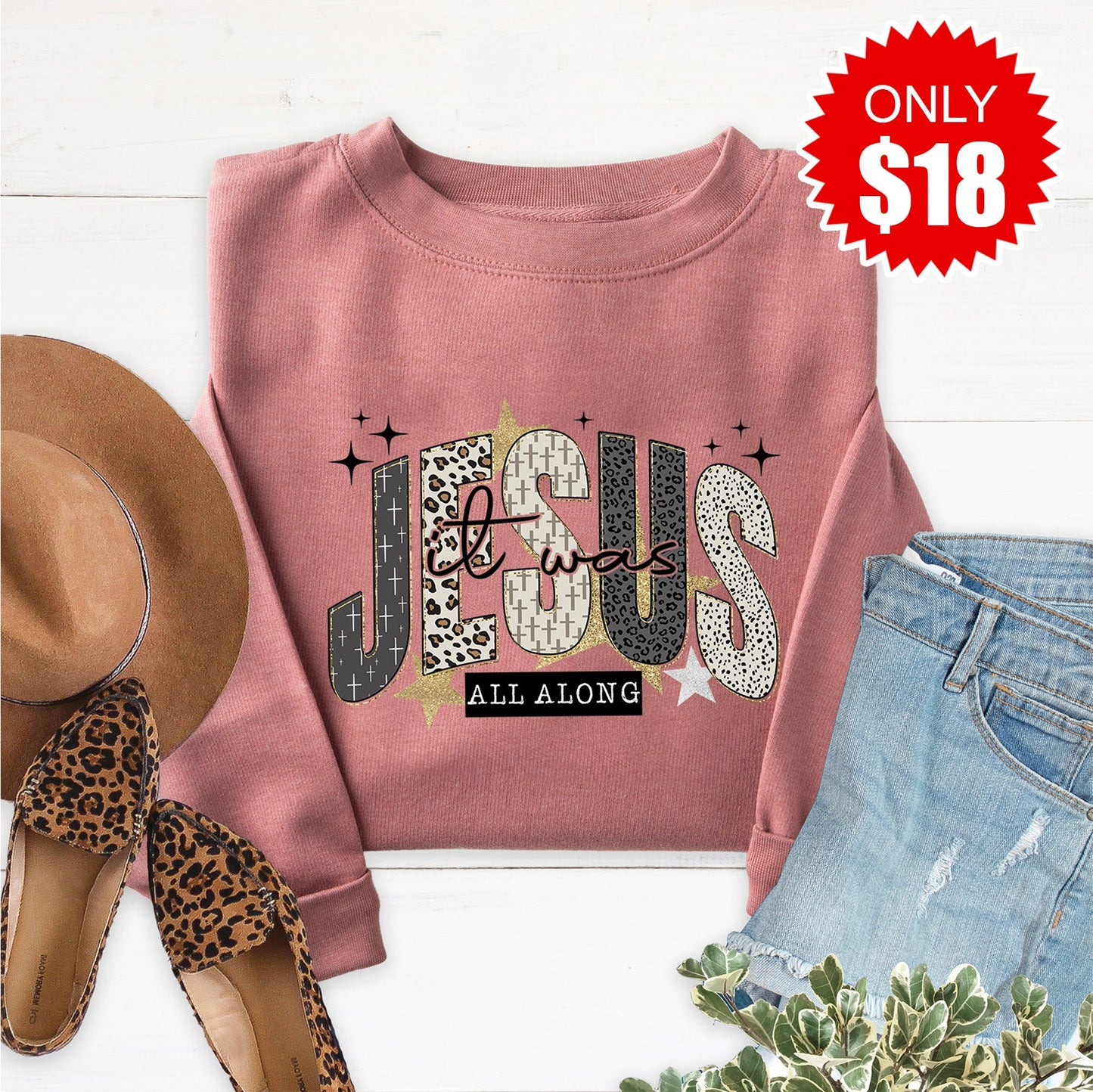 Jesus Sweatshirt - Heather Mauve - 18
