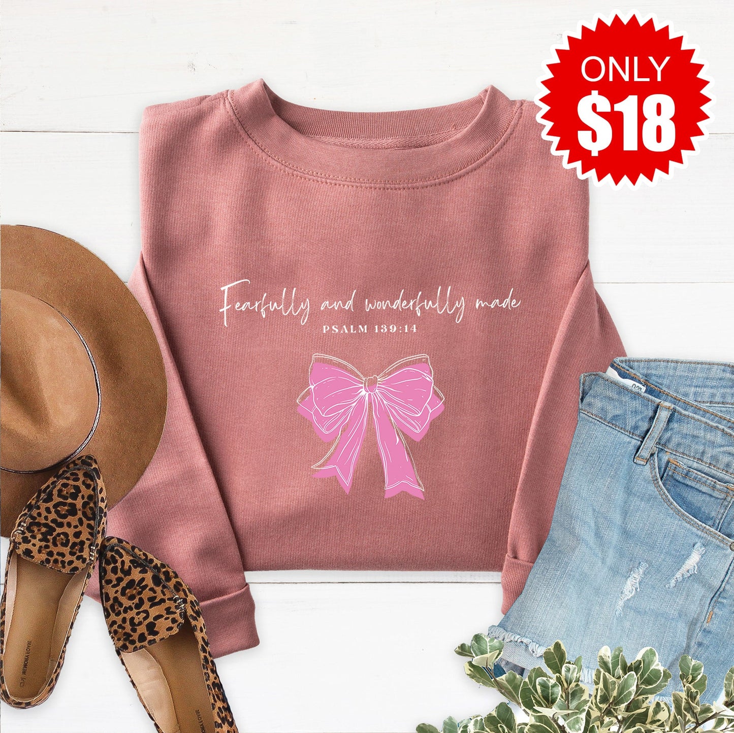 Fearfully and Wonderfully Made Sweatshirt - Heather Mauve - 18