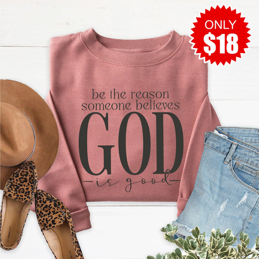 God Is Good Sweatshirt - Heather Mauve - 18