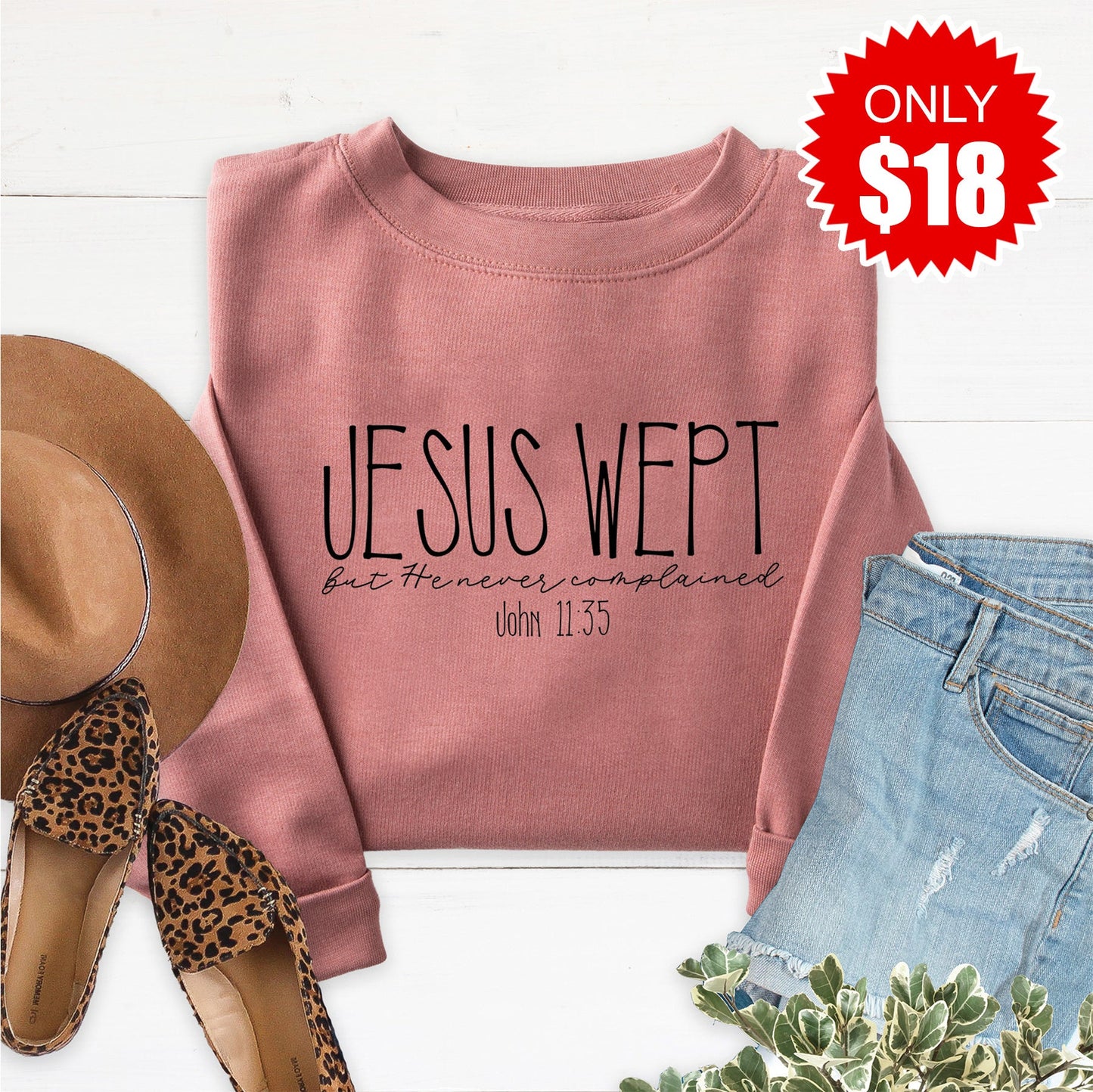 Jesus Wept Sweatshirt - Heather Mauve - 18