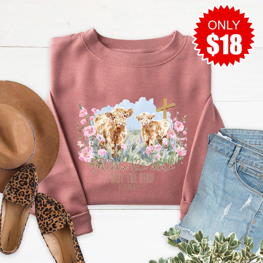 Follow The Word Sweatshirt - Heather Mauve - 18