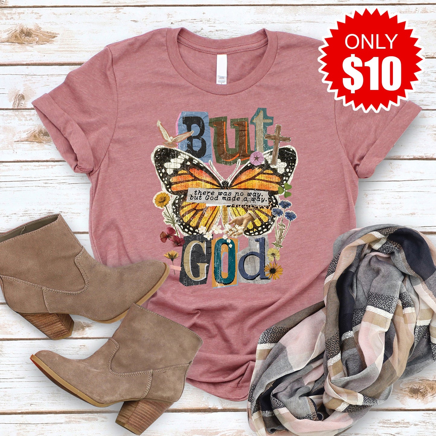 But God Tee - Heather Mauve - 10