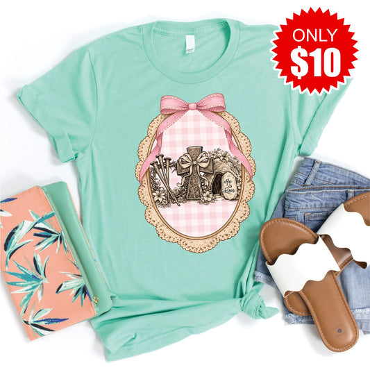 He Is Risen Tee - Heather Mint - 10
