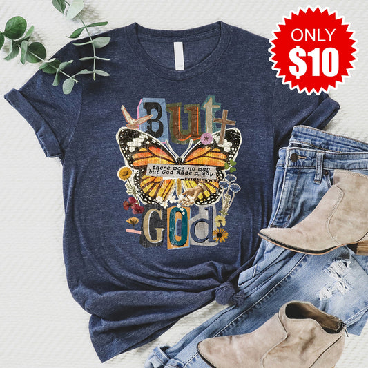 But God Tee - Heather Navy - 10