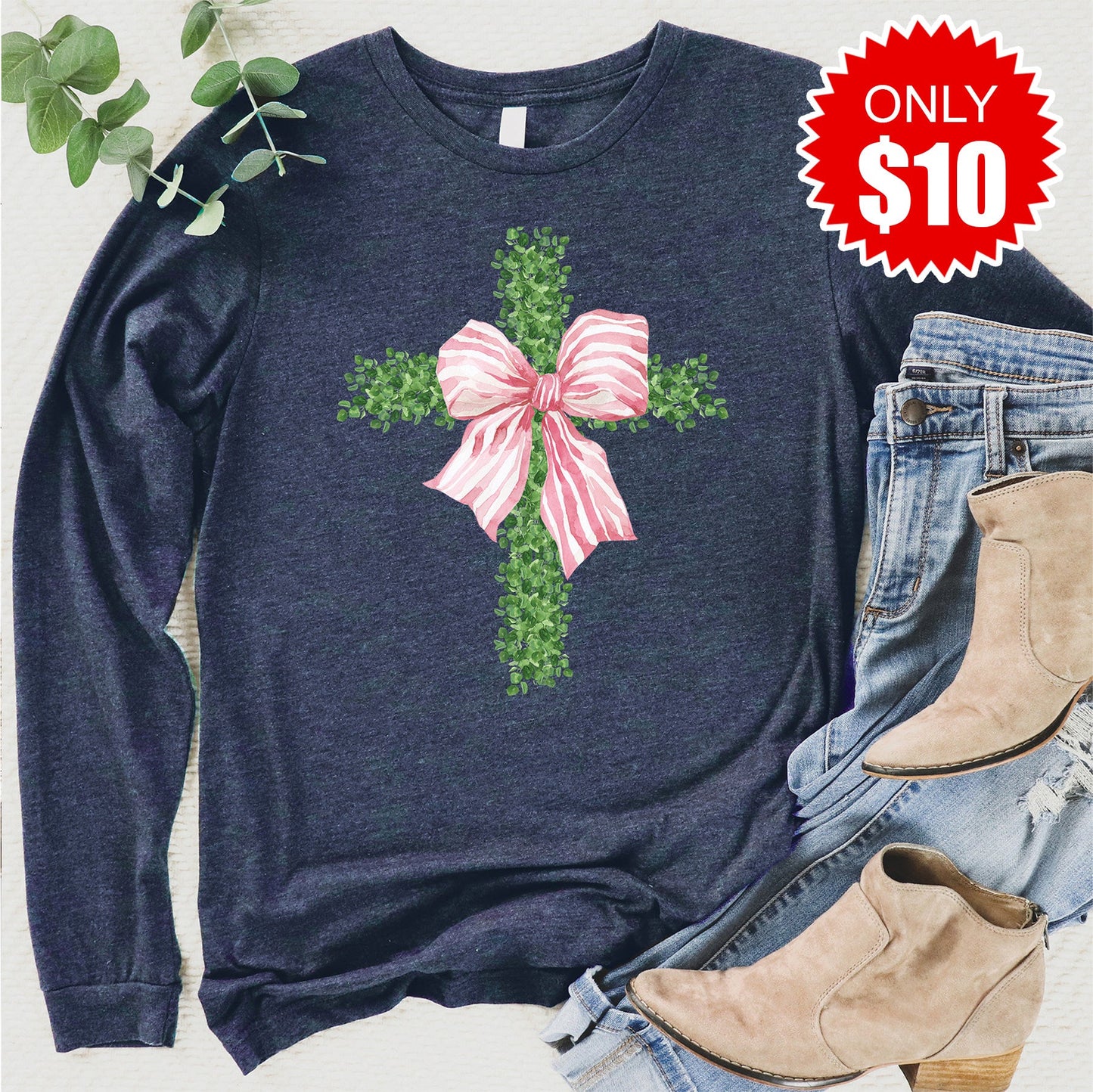 Cross Long Sleeve - Heather Navy - 10