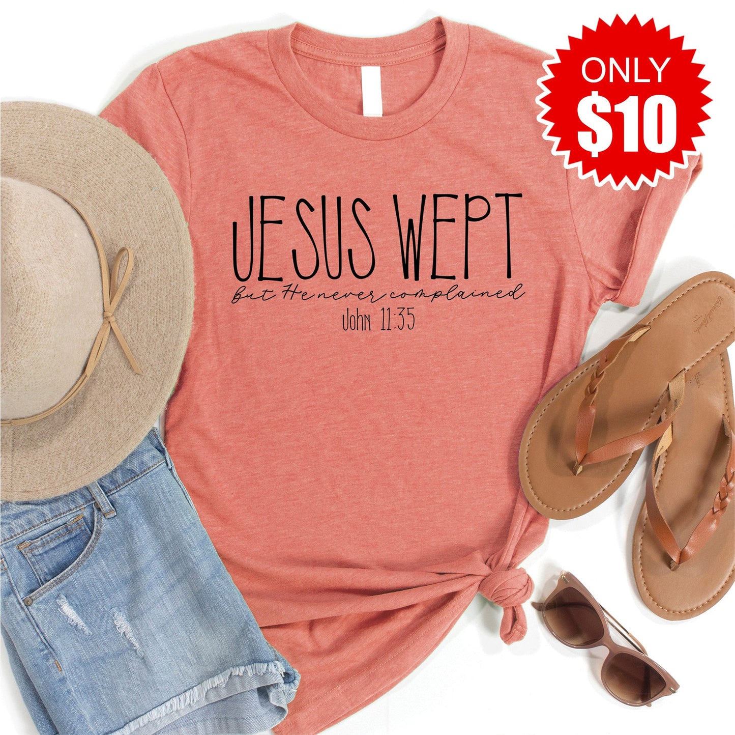 Jesus Wept Tee - Heather Papaya - 10