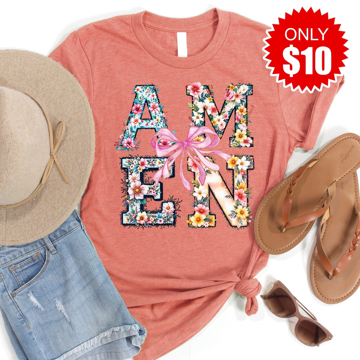 Amen Tee - Heather Papaya - 10