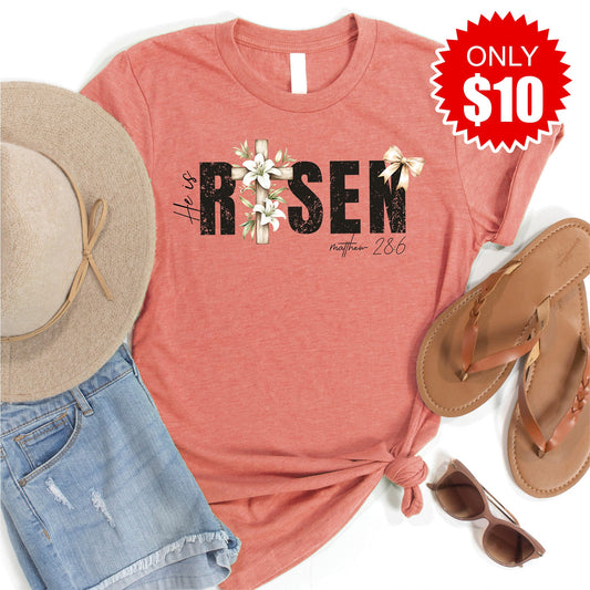 He Is Risen Tee - Heather Papaya - 10
