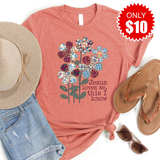 Jesus Loves Me Tee - Heather Papaya - 10