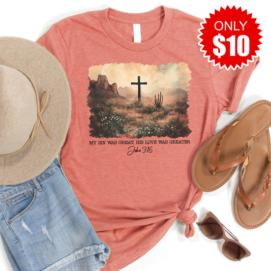 John 3:16 Tee - Heather Papaya - 10