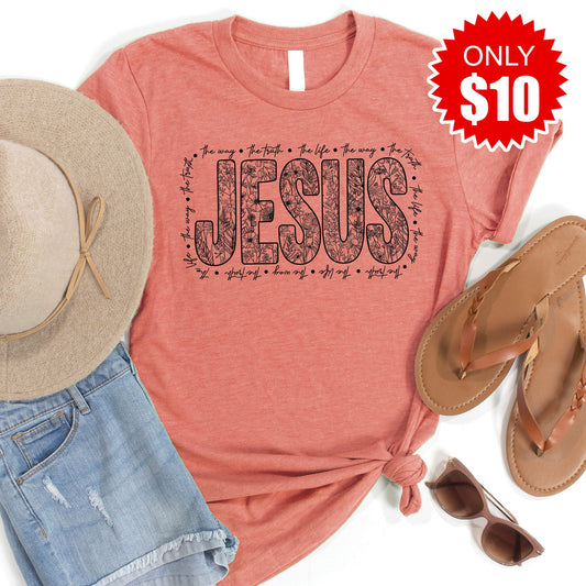 Jesus Tee - Heather Papaya - 10