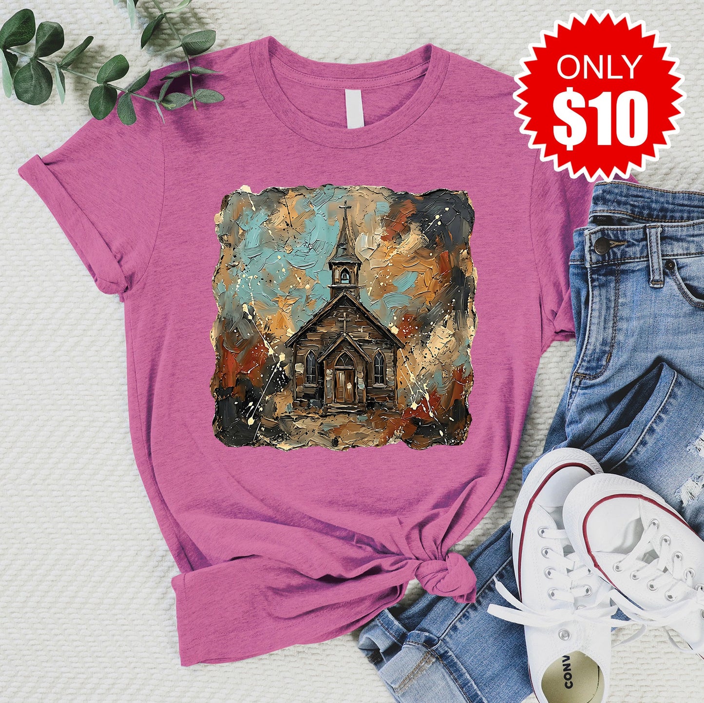 Church Tee - Heather Peony - 10