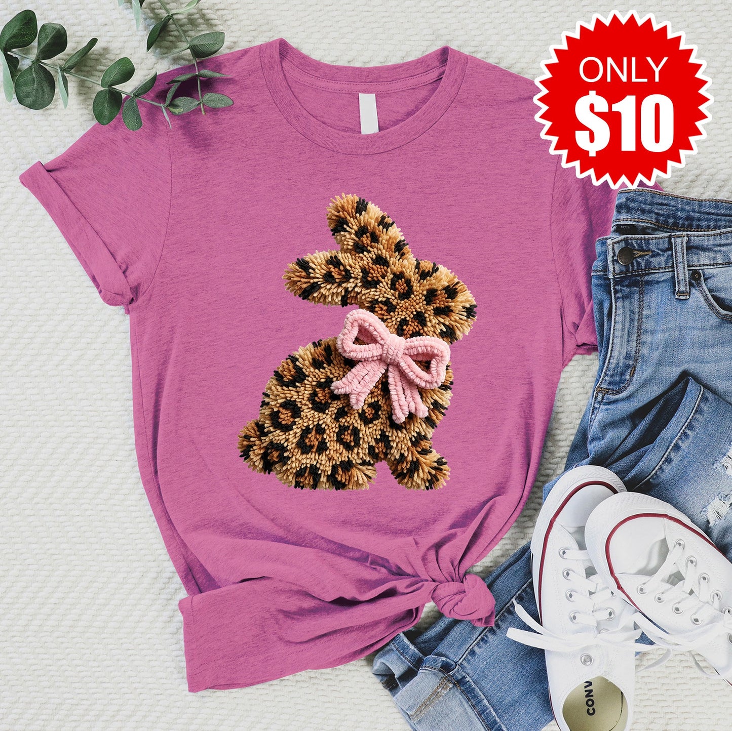 Leopard Bunny Tee - Heather Peony - 10
