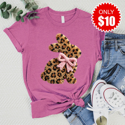 Leopard Bunny Tee - Heather Peony - 10