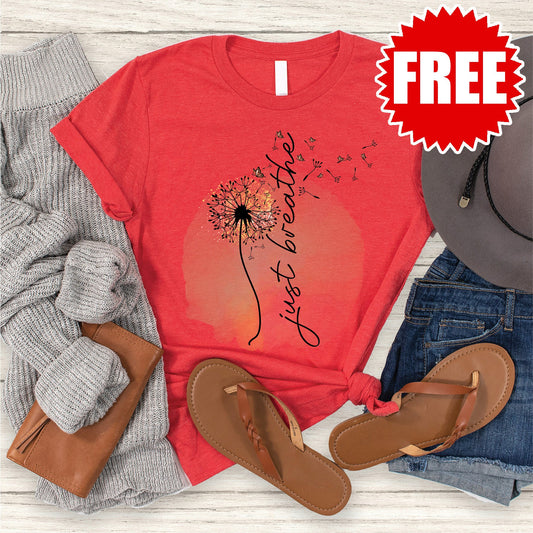 Just Breathe Tee - Heather Red - 0