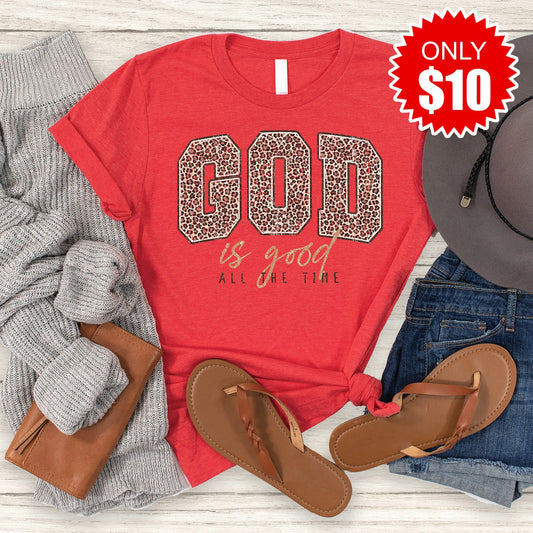 God Is Good Tee - Heather Red - 10