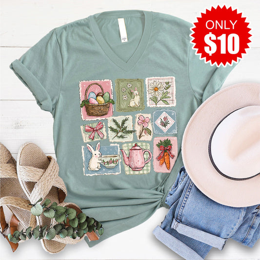 Bunny V-Neck - Heather Sage - 10
