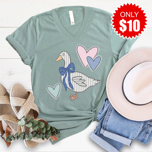 Goose V-Neck - Heather Sage - 10