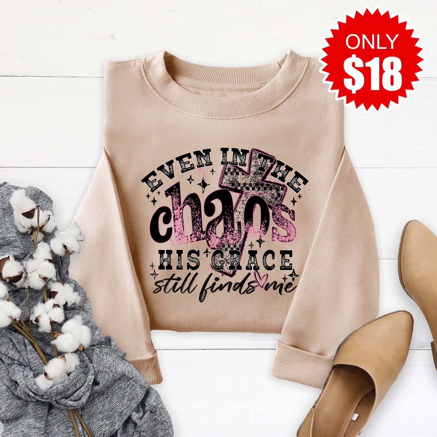 His Grace Still Finds Me Sweatshirt - Sand - 18